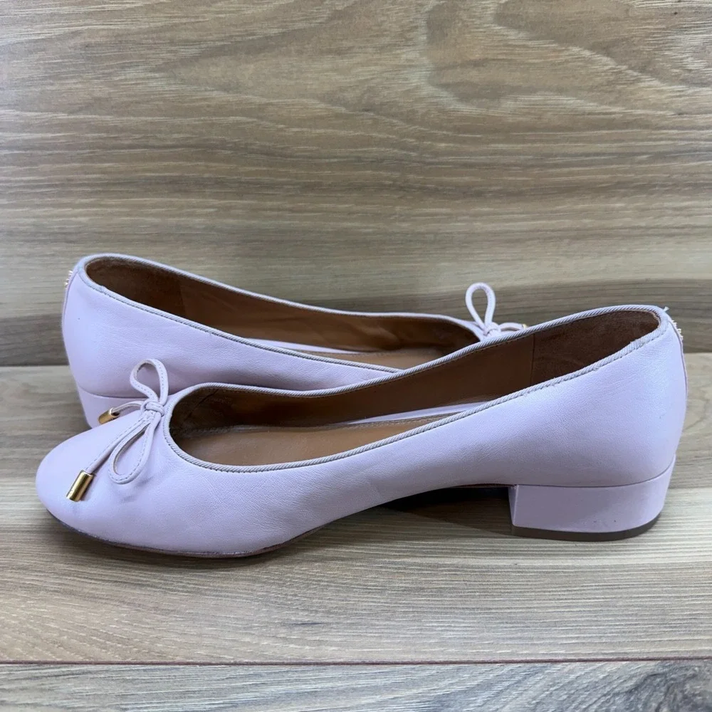 Tory Burch Bow Low Heeled Pumps 8 M Light Pink Soft Leather Chic Office Casual